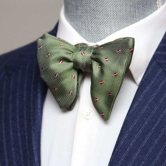 Men's Self-tied Bow Tie 100%Silk Bowtie Big Butterfly S625 green Ornament - Picture 1 of 15